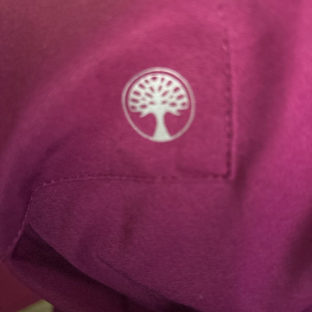 healing hands Burgundy V-Neck Scrub Top with Logo - Picture 6 of 7